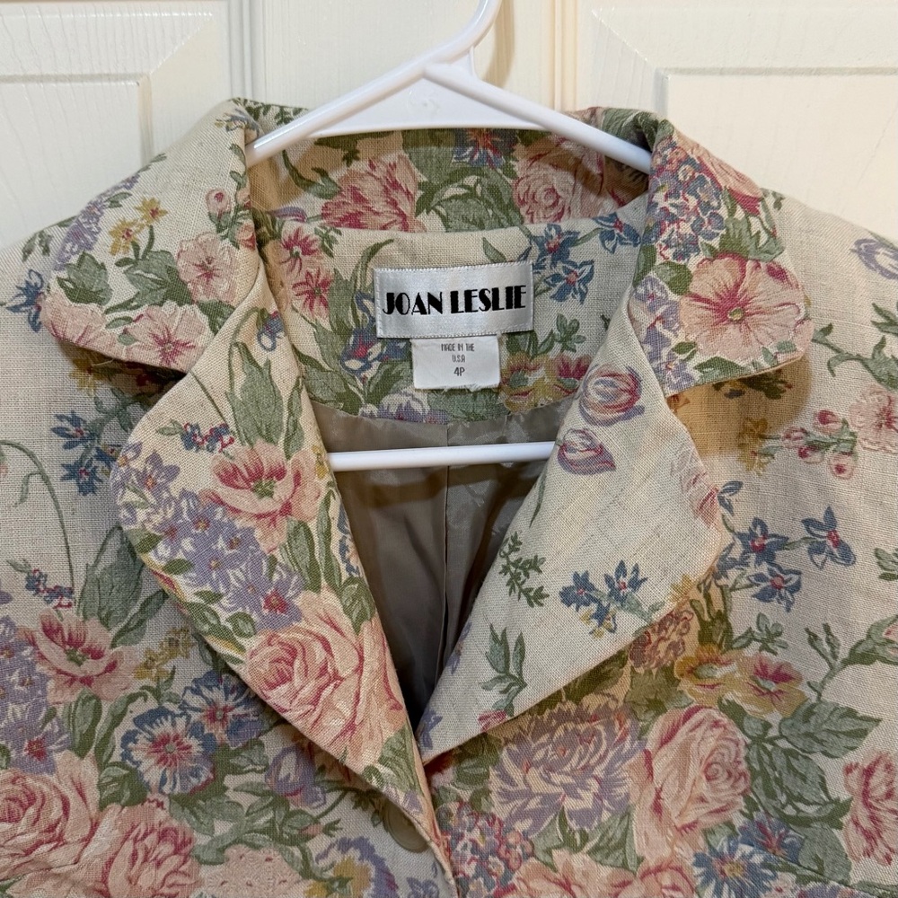 Vintage Joan Leslie Floral Print Short-Sleeve Blazer